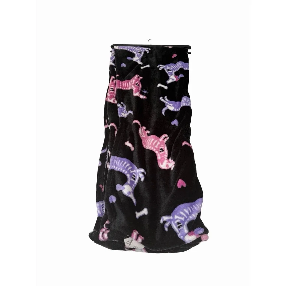 Betsey Johnson Ultra Soft Plush Throw Blanket - Skeleton Dachshunds- Doxies New